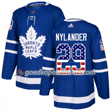 Toronto Maple Leafs William Nylander 29 Adidas 2017-2018 Blauw USA Flag Fashion Authentic Shirt - Mannen